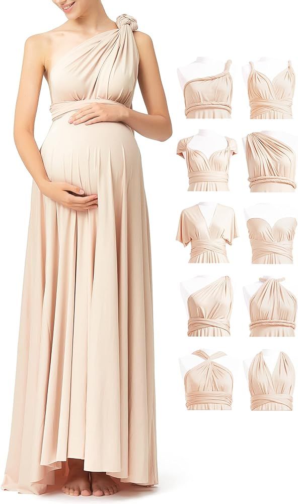 Maternity Dress for Baby Shower, Infinity Bridesmaid Dress, Long Wrap Wedding Guest Maternity Pho... | Amazon (US)