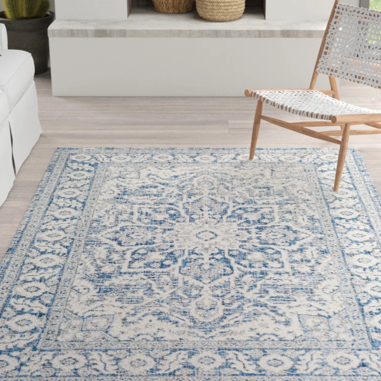 Summey Power Loom Navy/White Indoor/Outdoor Rug | Wayfair North America
