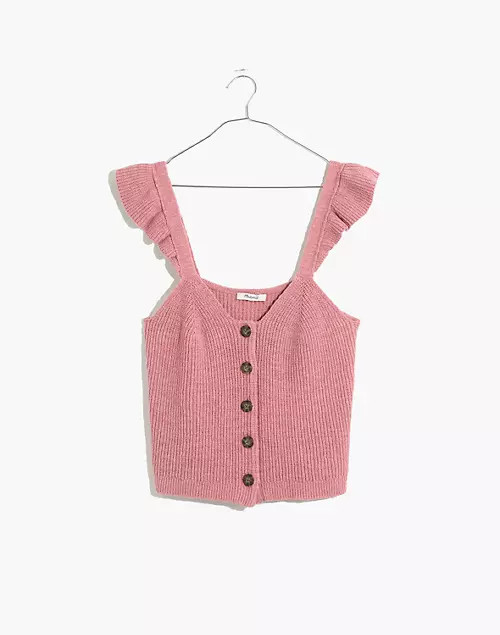 Ruffle-Strap Button-Front Sweater Tank | Madewell