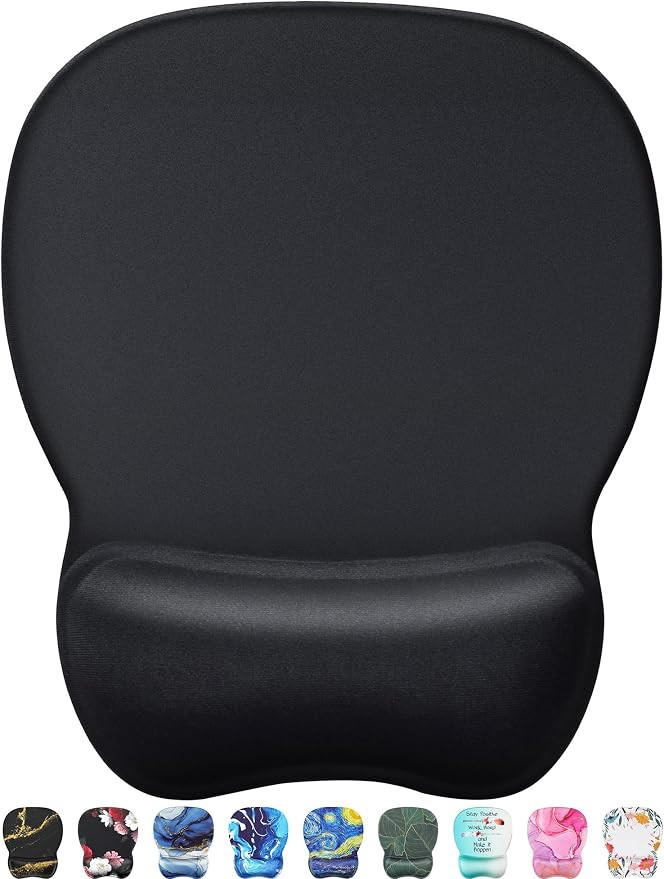 MROCO Ergonomic Mouse Pad with Gel Wrist Rest, 9.4 x 8.1 in, Black | Ergonomic Shape Design for P... | Amazon (US)