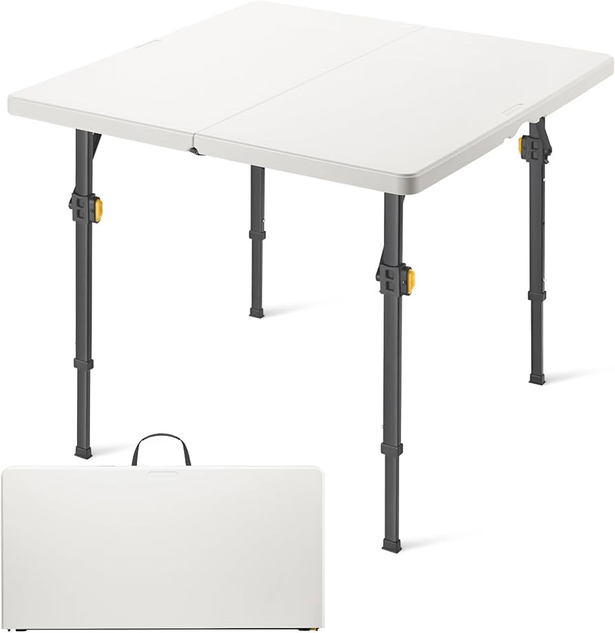 FanttikOutdoor 34" Square Folding Card Table, Two Heights Adjustable, Max Load 200 lbs, Portable ... | Amazon (US)
