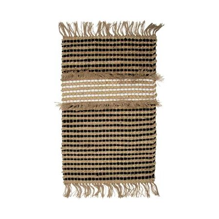 Foreside Home & Garden Tan Hand Woven 4 x 6 Foot Jute and Cotton Area Rug with Hand Tied Jute Fringe | Walmart (US)