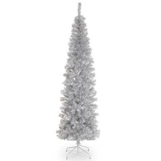National Tree Company 7 ft. Silver Tinsel Artificial Christmas Tree TT33-700-70 - The Home Depot | The Home Depot