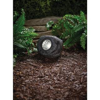 Hampton Bay 15 Lumen Gray LED Weather Resistant Outdoor Solar Mini Rock Spot Light 92360-809 - Th... | The Home Depot