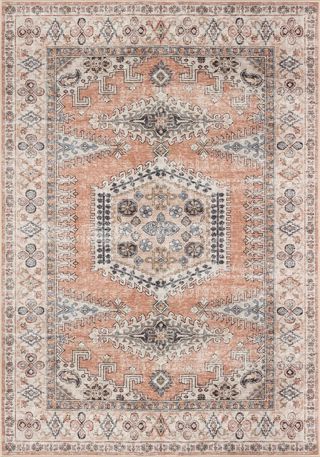 Valenrug Washable Rug 5x7 - Ultra-Thin Antique Collection Area Rug, Stain Resistant Rugs for Livi... | Amazon (US)
