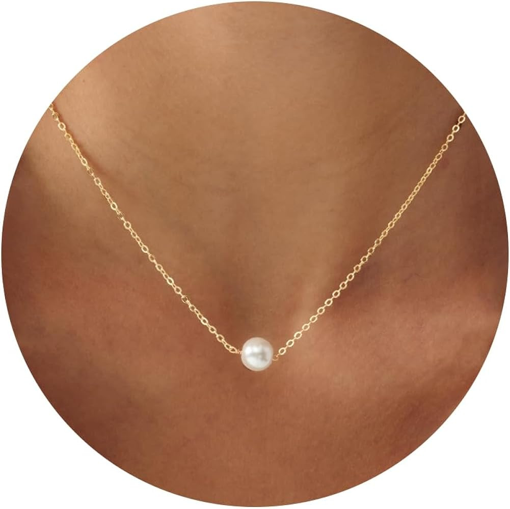 Pearl Necklace for Women- 14K Gold-plated/White Gold-plated Dainty Pearl Necklace for Women | Amazon (US)