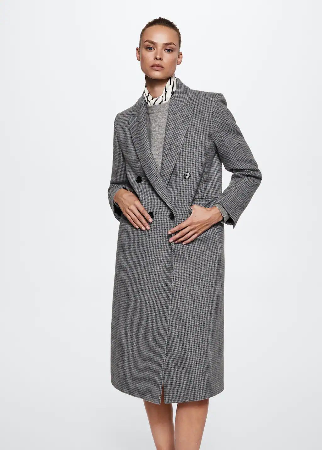 Houndstooth wool-blend coat -  Women | Mango USA | MANGO (US)