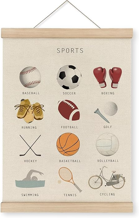 MAQIKA Sports Poster Framed with Wood Hanger,Sports Wall Art，Sports Soccer Football Wall Decor,... | Amazon (US)