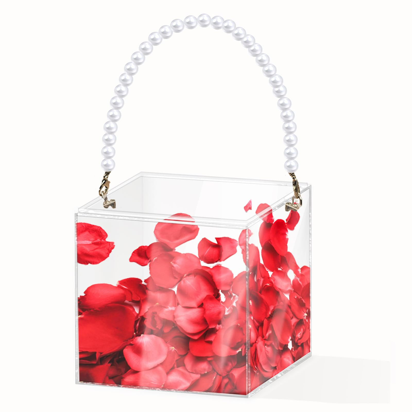 Pahdecor Flower Girl Basket,Wedding Basket,Petals basket with ribbon,Acrylic Flower Holder for Co... | Amazon (US)