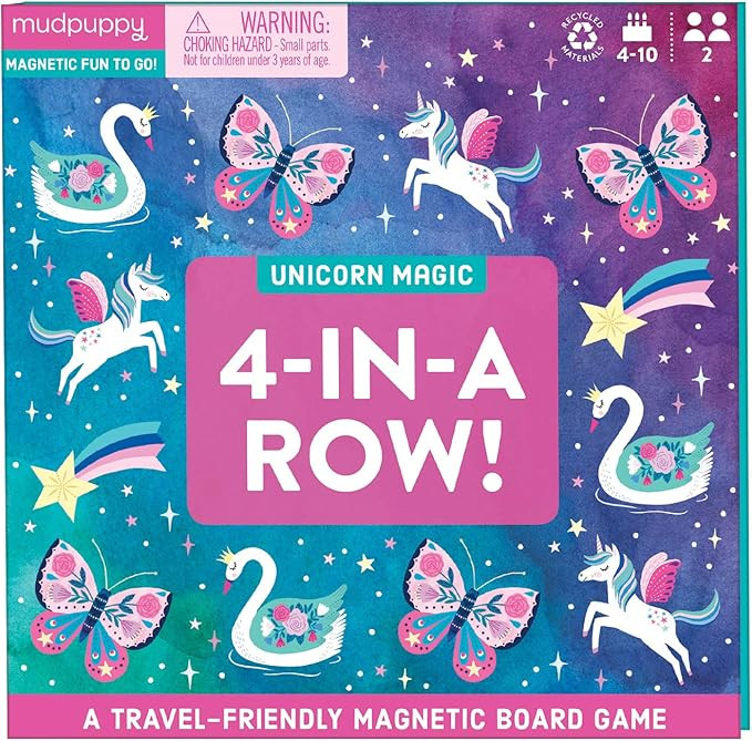 Mudpuppy Unicorn Magic 4-in-a-Row Magnetic Board Game - Colorful Strategy Game for Kids Ages 5-10... | Amazon (US)