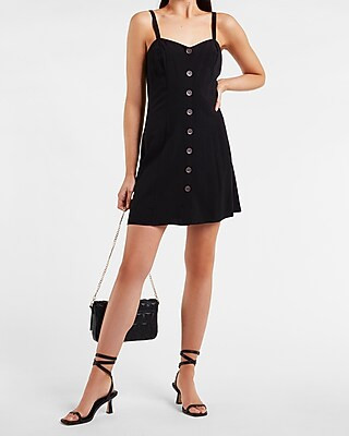 Button Front Rayon Cami Shift Dress | Express