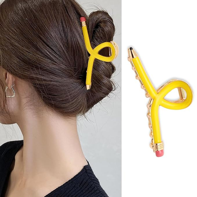 Pencil Hair Clips for Women Back to School Yellow Pencil Hair Claw Clips Spring Teacher Barrettes... | Amazon (US)