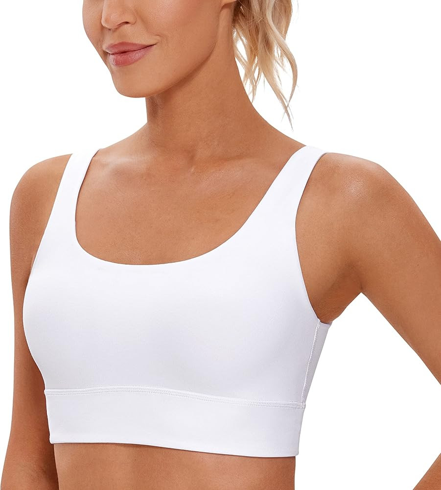 CRZ YOGA Womens Butterluxe U Back Sports Bra - Scoop Neck Padded Low Impact Workout Yoga Bra with... | Amazon (US)
