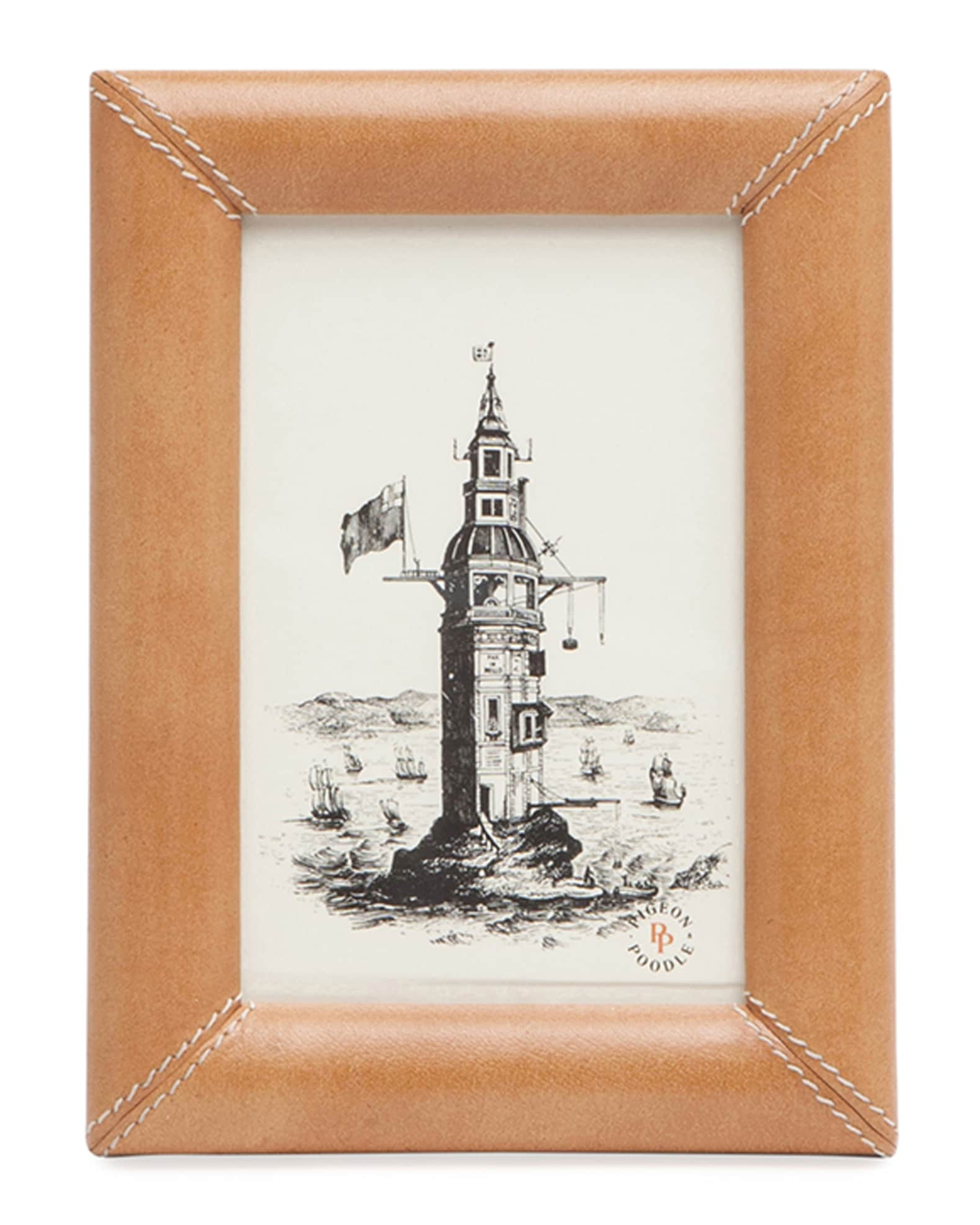 Pigeon and Poodle Eton Leather Picture Frame, 4" x 6" | Neiman Marcus