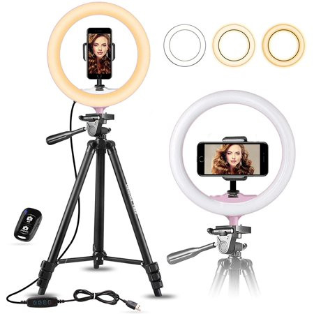 10 Selfie Ring Light with 50 Extendable Tripod Stand & Flexible Phone Holder for Live Stream/Makeup  | Walmart (US)