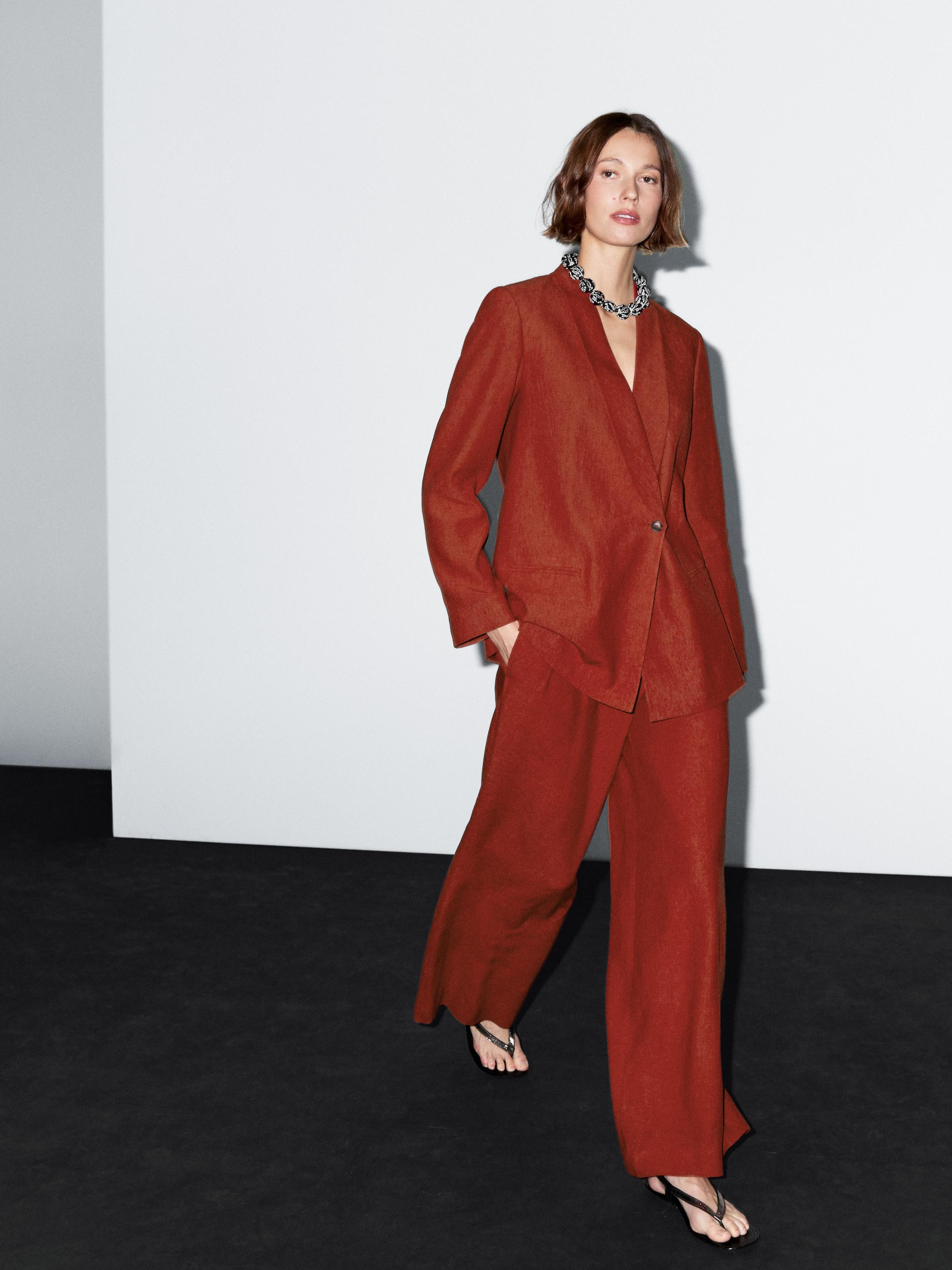 Linen blend shawl collar blazer | Massimo Dutti US