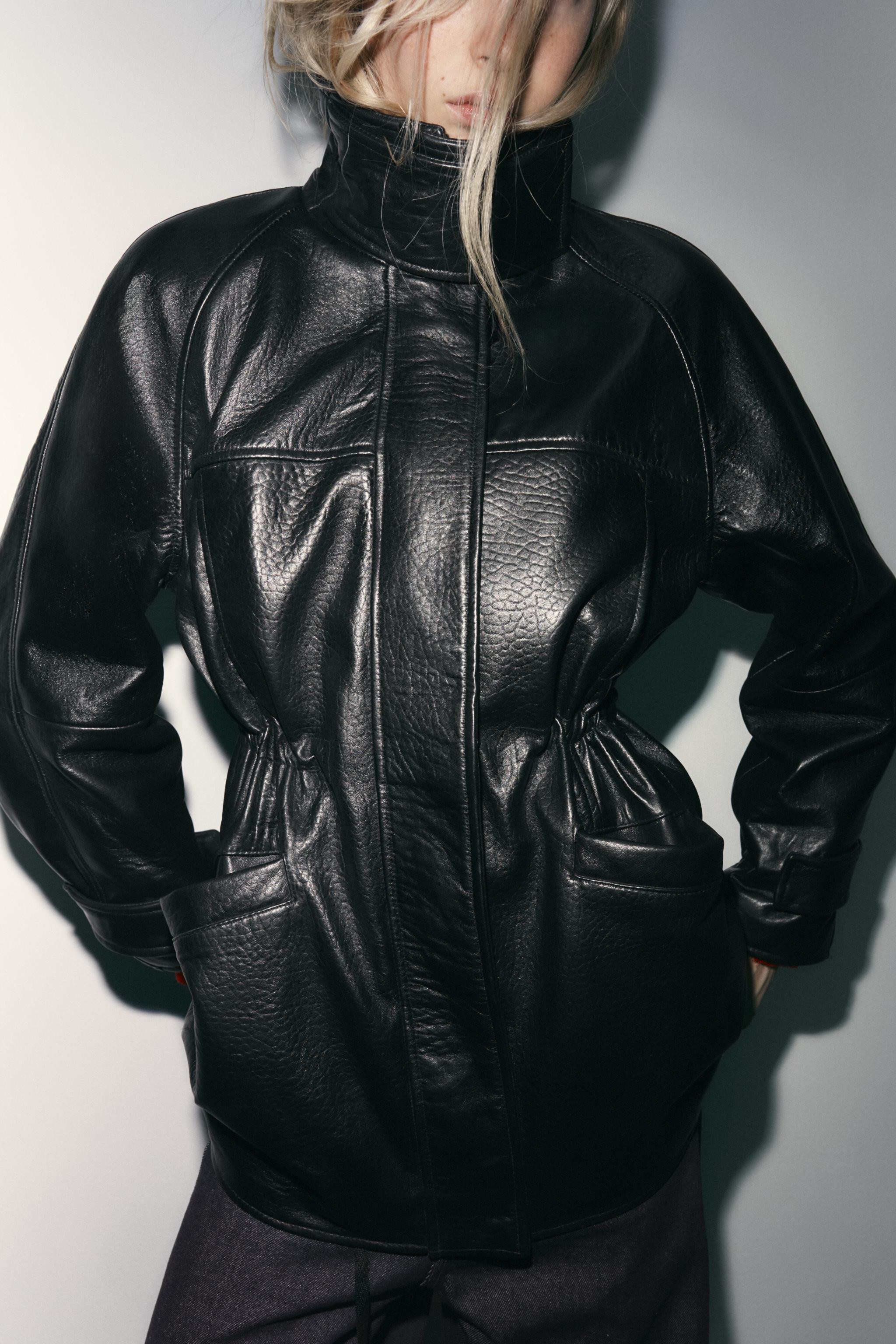 100% LEATHER JACKET WITH ADJUSTABLE WAIST | Zara US