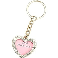 Heart Photo Frame Keychain, Photo Album, Heart Shaped Picture Frame Locket, Sparkling Rhinestones... | Amazon (US)