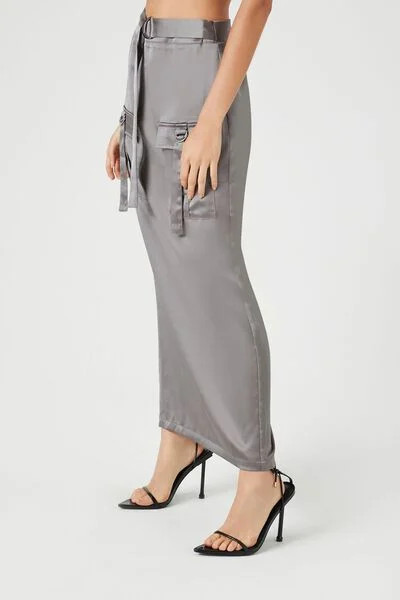 Satin Cargo Maxi Skirt | Forever 21