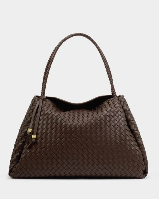 Nova Hand Woven Large Shoulder Bag in Chocolate | Katie Loxton Ltd. (UK)