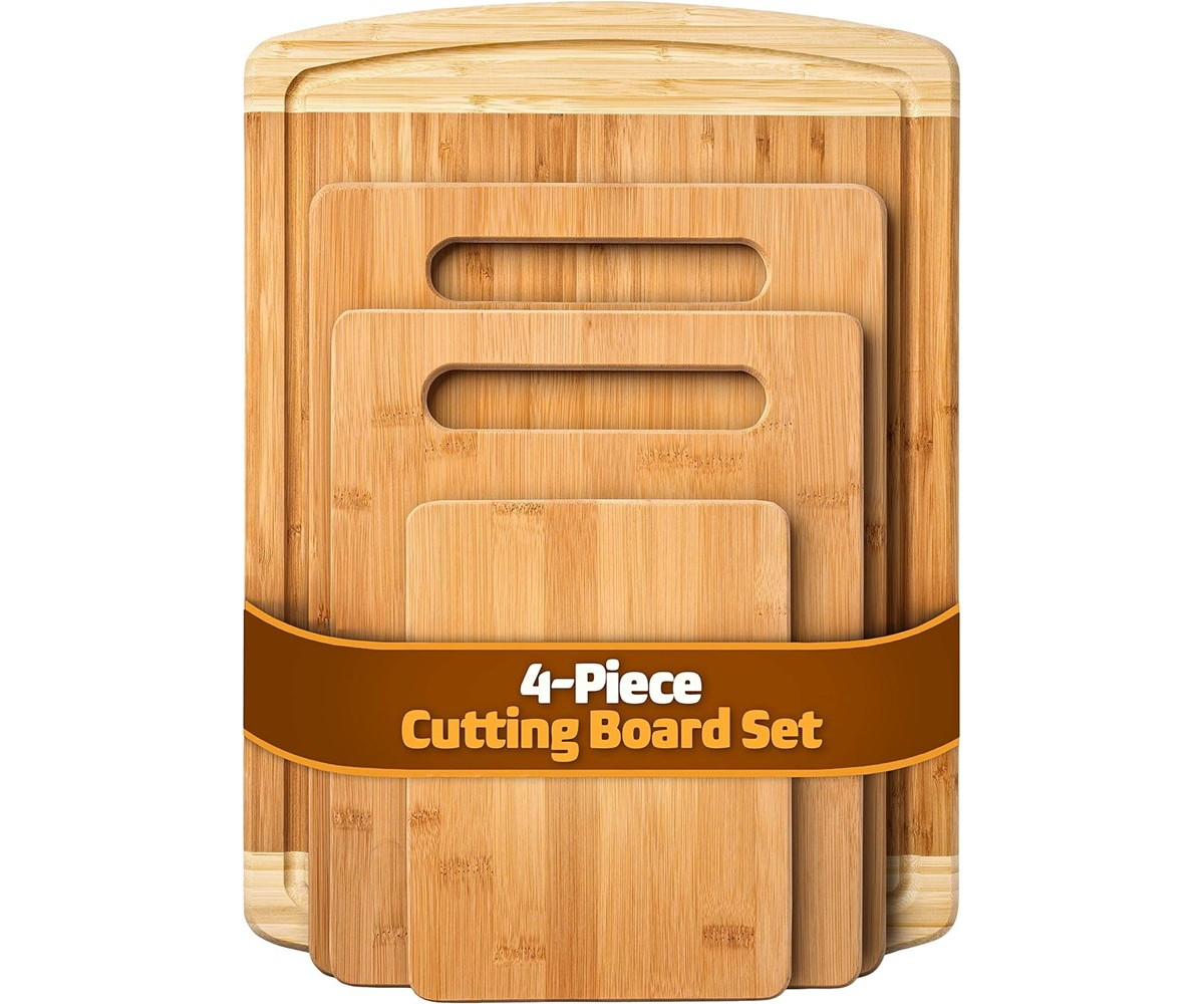 Bamboo Cutting Board Set - Wood Cutting Boards for Kitchen, Chopping Board with Juice Groove for Meat, Cheese and Vegetables - Large Butcher Block, Ch | Macy's