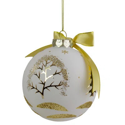 4" Gold and White Moose Christmas Ball Ornament | Wayfair Professional