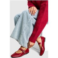 Womens Buckle Strap Ballet Flats - Red - 9 | boohoo (US & Canada)