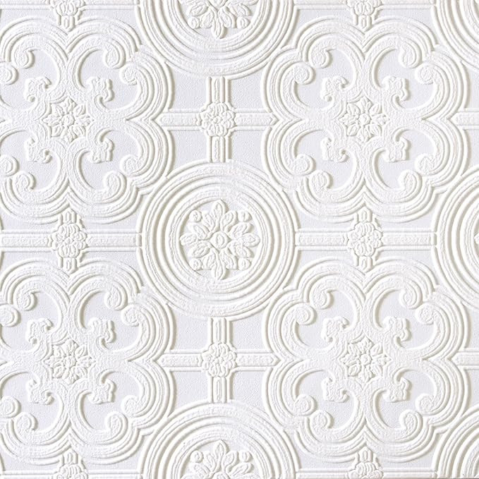 Brewster RD80029 Egon Textured Vinyl Wallpaper, Paintable,White, 20.9x2x2 | Amazon (US)