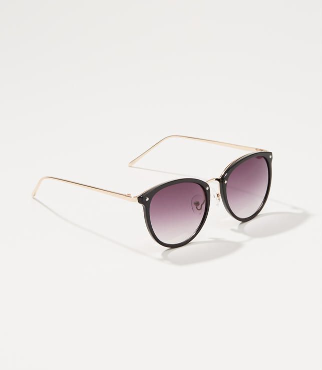 Metallic Arm Round Sunglasses | LOFT