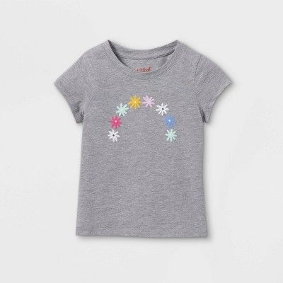 Toddler Girls' Floral Rainbow Graphic T-Shirt - Cat & Jack™ Gray | Target