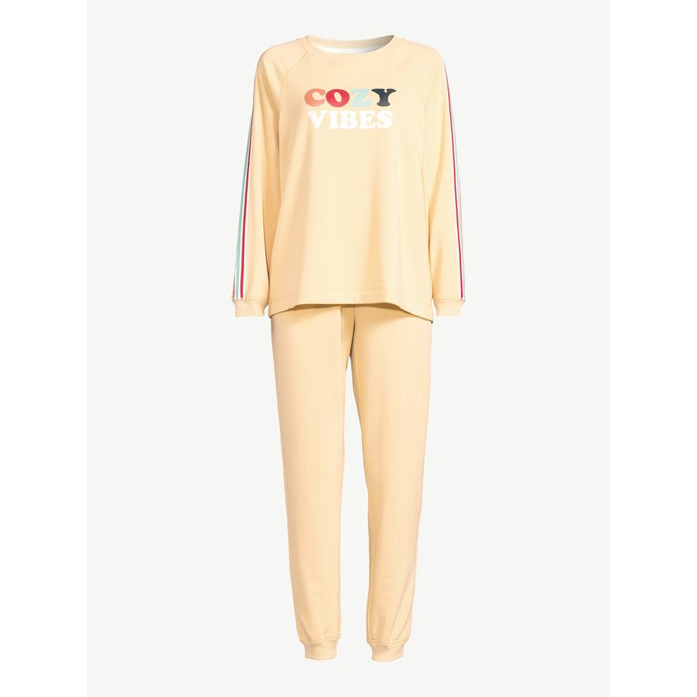 Joyspun Women's French Terrycloth Holiday Pajama Gift Set, 2-Piece, Sizes up to 3X - Walmart.com | Walmart (US)
