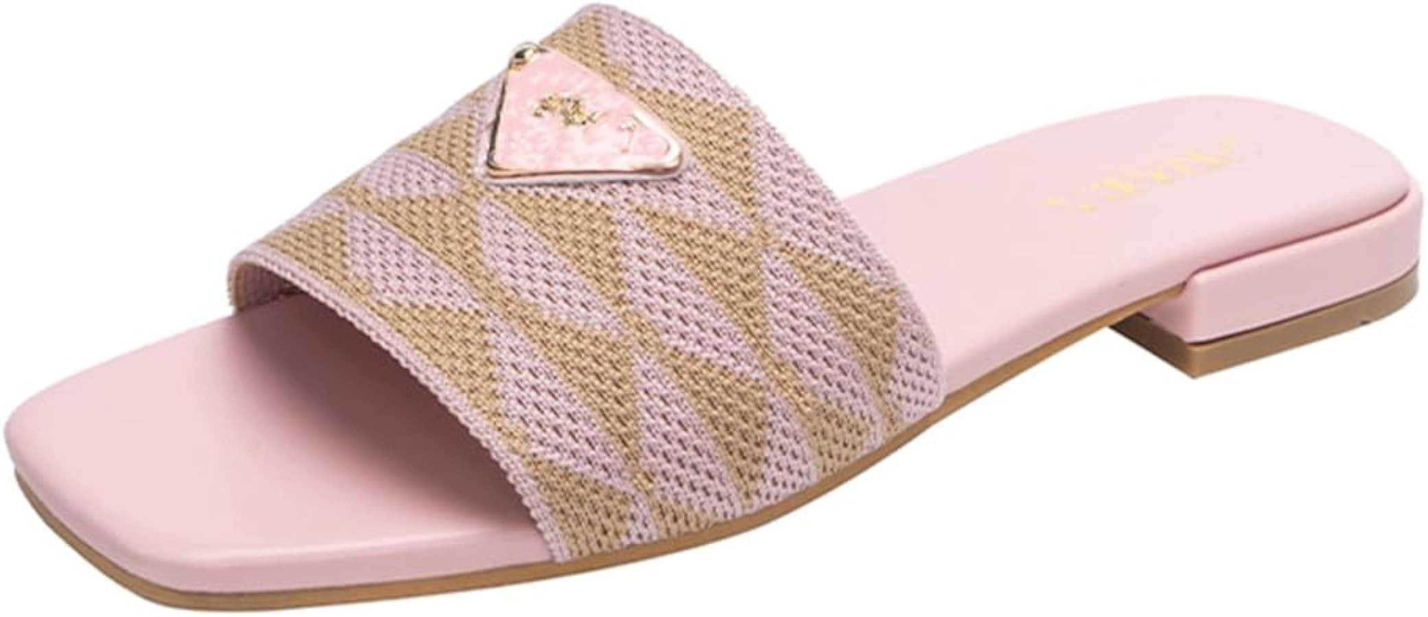 Womens Embroidered Slides Summer Flat Sandals Open Toe Fashion Slide Casual Beach Flats Sandals | Amazon (US)