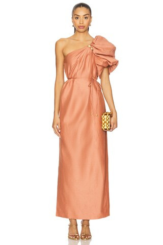 Aje Cira Midi Dress in Terracotta from Revolve.com | Revolve Clothing (Global)
