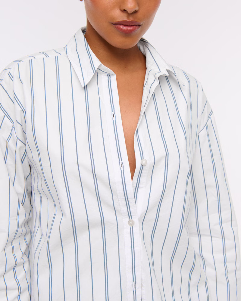 Oversized Tie-Back Poplin Shirt | Abercrombie & Fitch (US)