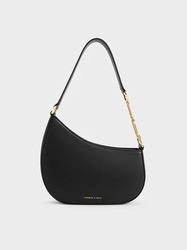Agatha Chain-Accent Shoulder Bag
    
         - Black | Charles & Keith UK