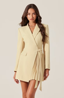 Kesari Pleated Blazer Wrap Dress | ASTR The Label (US)