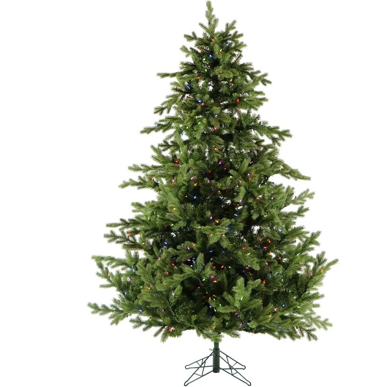 Christmas Time 7.5-Ft. Virginia Fir Christmas Tree with 900 Multi-Color LED String Lighting | Walmart (US)