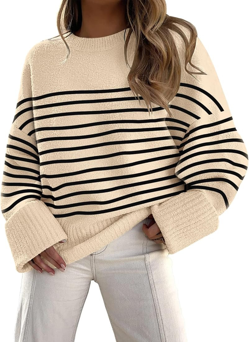 LILLUSORY Women's Oversized Sweaters 2023 Fall Fuzzy Chunky Warm Pullover Sweater | Amazon (US)