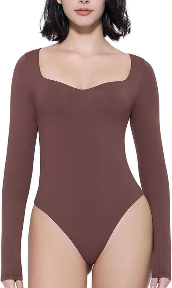 Avidlove Long Sleeve Bodysuits for Women Sexy Sweetheart Neck Going Out Outfits Double Lined Body... | Amazon (US)