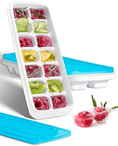 Joined Ice Cube Tray for Freezer (Set of 2) - Ice Tray with Lid Ice Cube Trays for Freezer with L... | Amazon (US)
