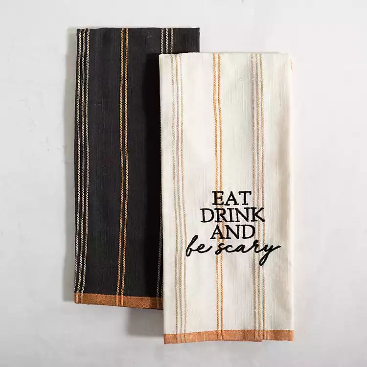 New! Eat Drink and Be Scary Kitchen Towels, Set of 2 | Kirkland's Home