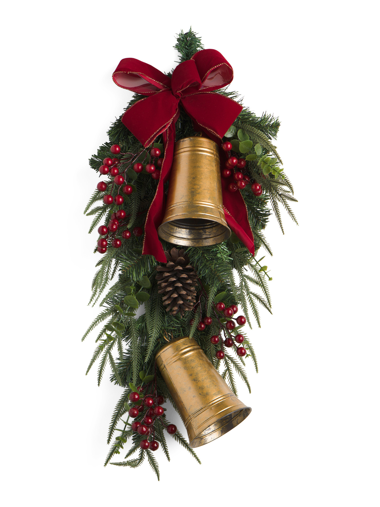 36in Bow And Bells Teardrop Floral Swag Decor | TJ Maxx