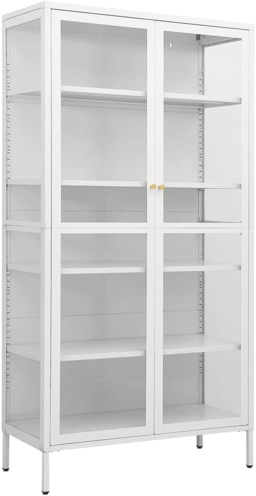 vidaXL Display Cabinet Steel and Tempered Glass Side Furniture Multi Colors | Amazon (US)