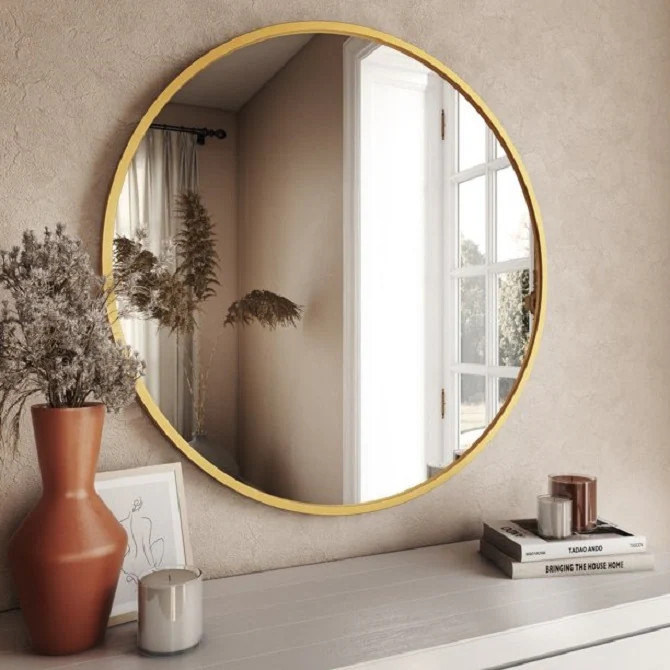 Gold Round Mirror (32" Dia) - 32'' H x 32'' W x 1''D | Bed Bath & Beyond
