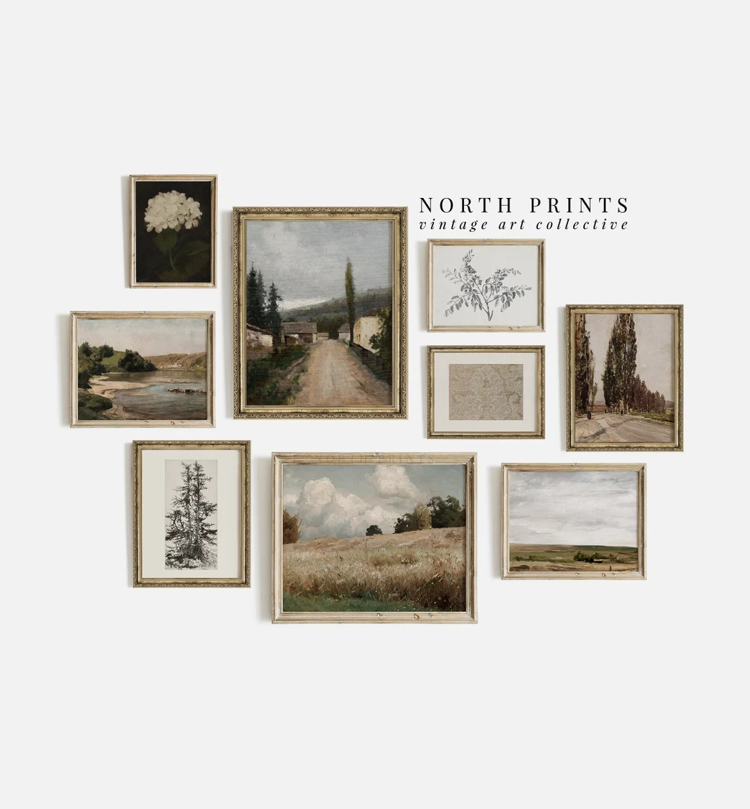 Printable Vintage Gallery Wall Art SET | Antique Prints Warm Aesthetic Downloadable DIGITAL | S9-... | Etsy (US)
