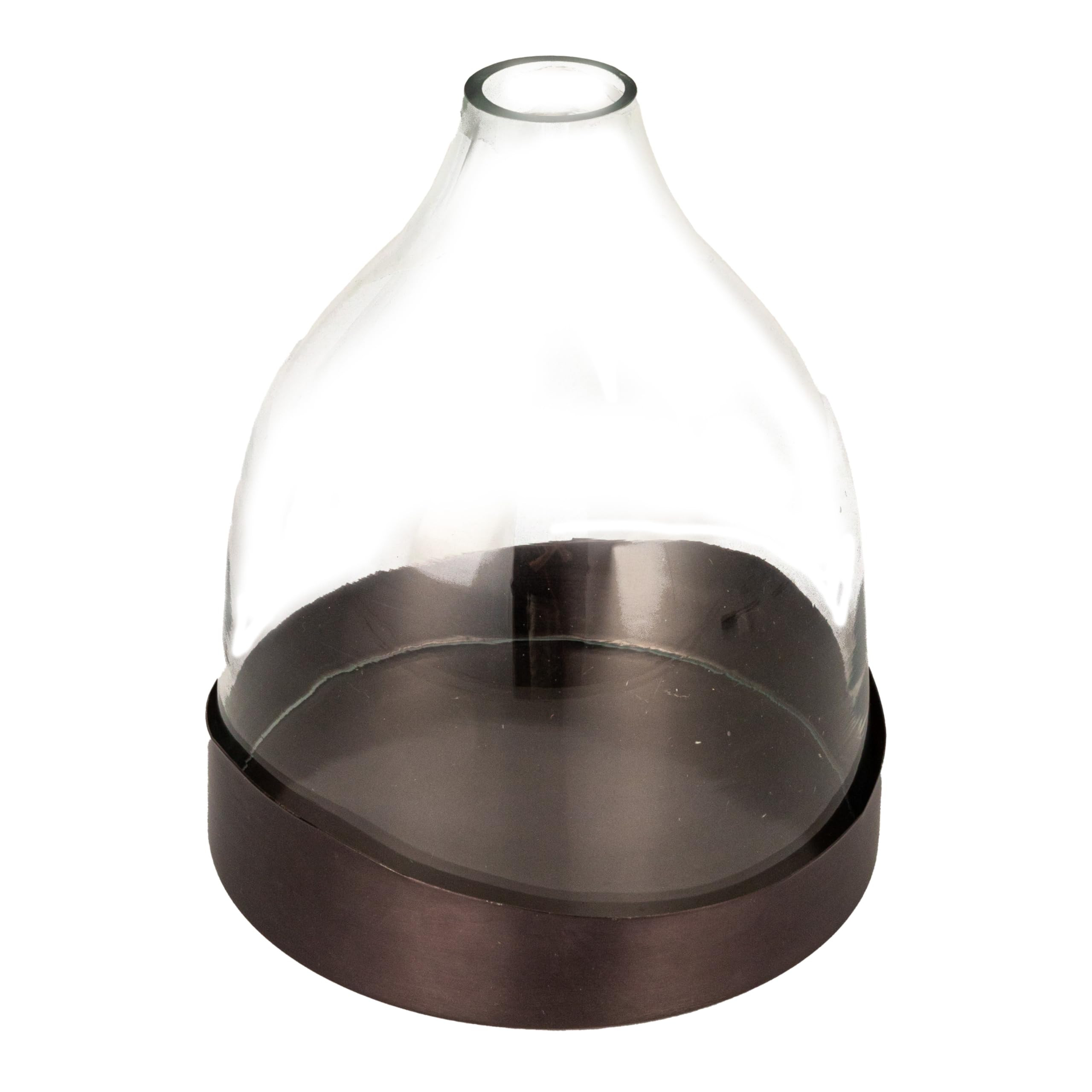Creative Co-Op Sophisticated Glass Cloche with Metal Tray, Clear and Black Nickel | Amazon (US)
