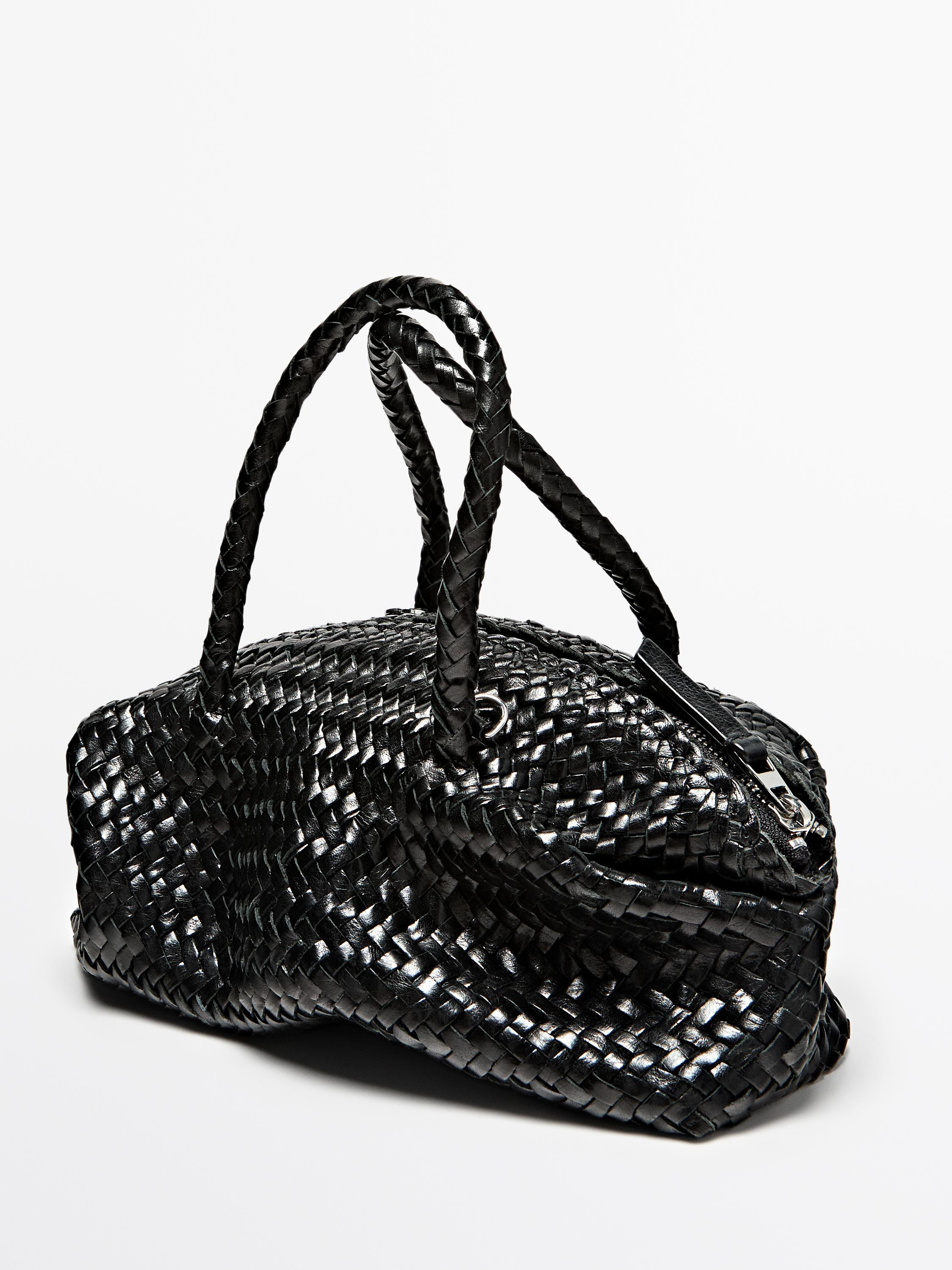 Kleine geflochtene Satchel-Tasche aus Nappaleder | Massimo Dutti DE