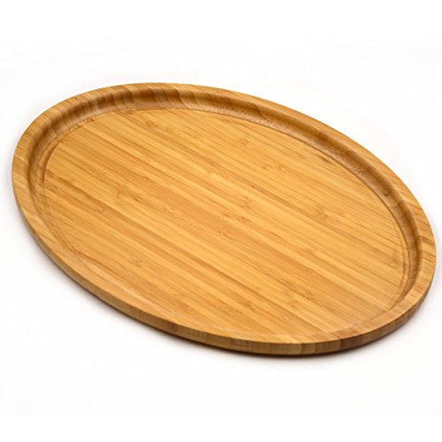 Bamber Large Size Bamboo Serving Tray, Oval, 15.5 x 11.8 x 0.8 Inches | Amazon (US)