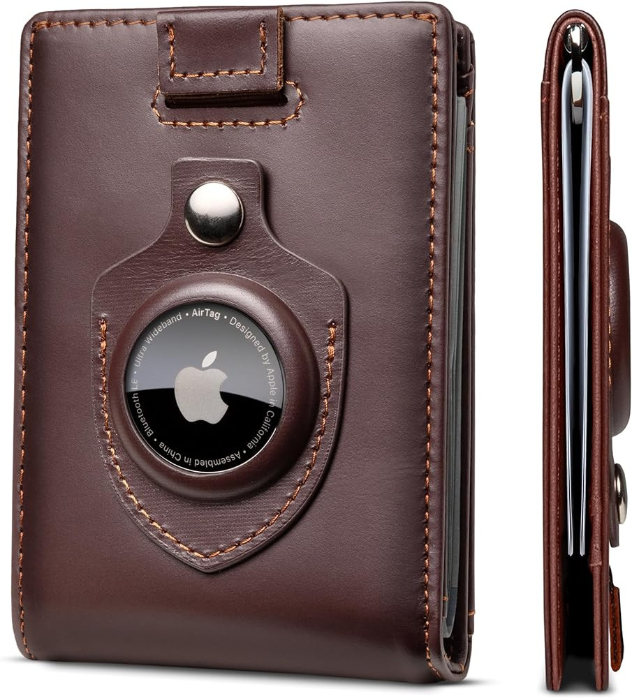 SERMAN BRANDS AirTag Wallet - RFID Blocking Mens Minimalist Money Clip Wallet for Airtag - Full G... | Amazon (US)
