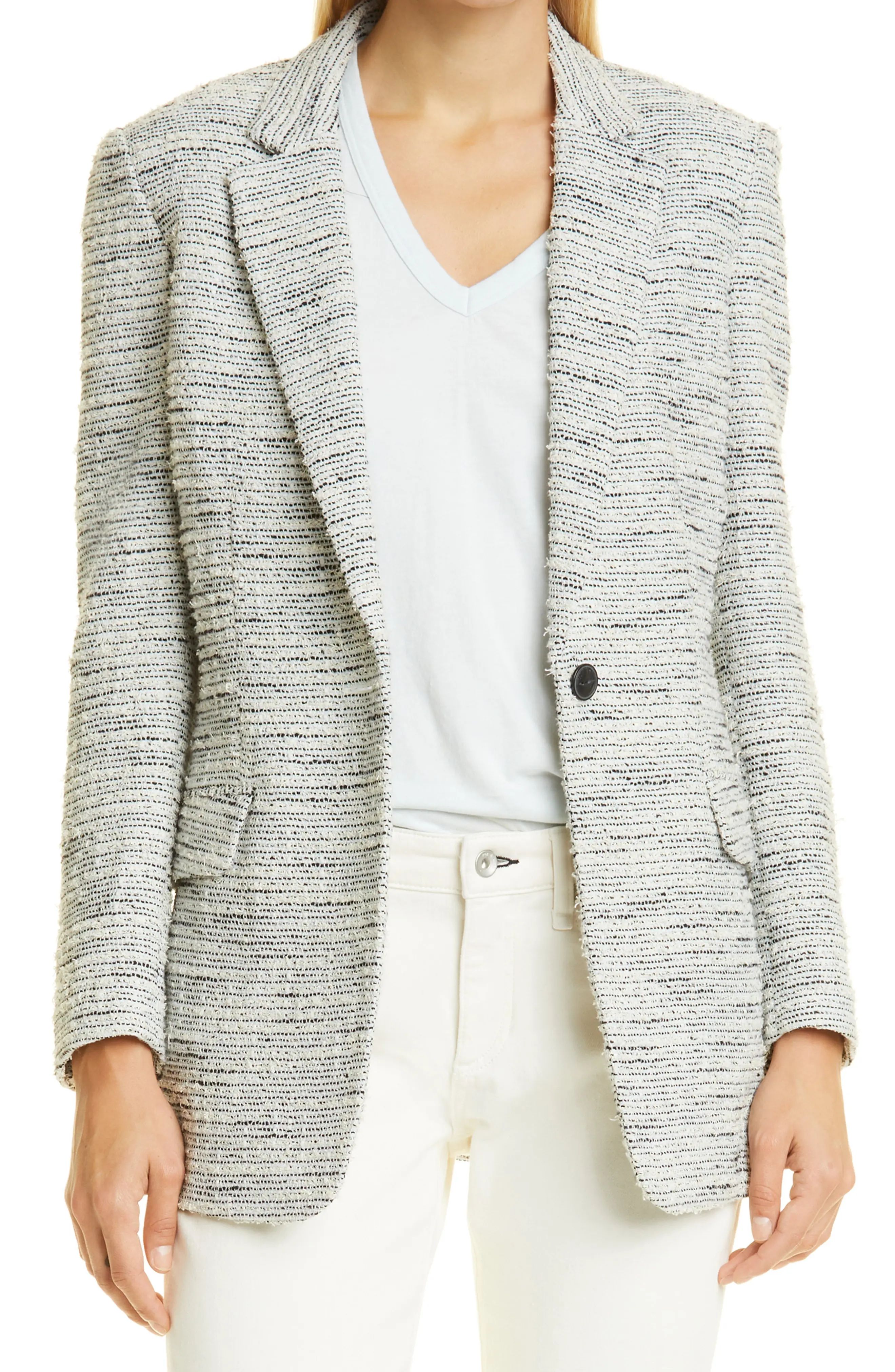 rag & bone Ames Deconstructed Blazer in Black/White at Nordstrom, Size 16 | Nordstrom